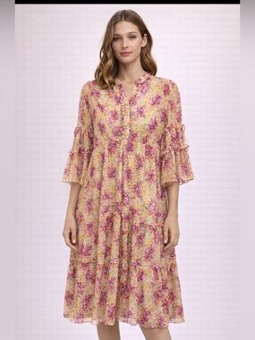 Floral Ruffle size XL  Sleeve Dress